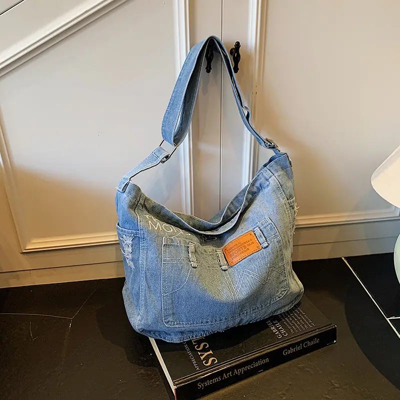 Denim Vintage Crossbody Bag Blue Vintage Style - Image 4