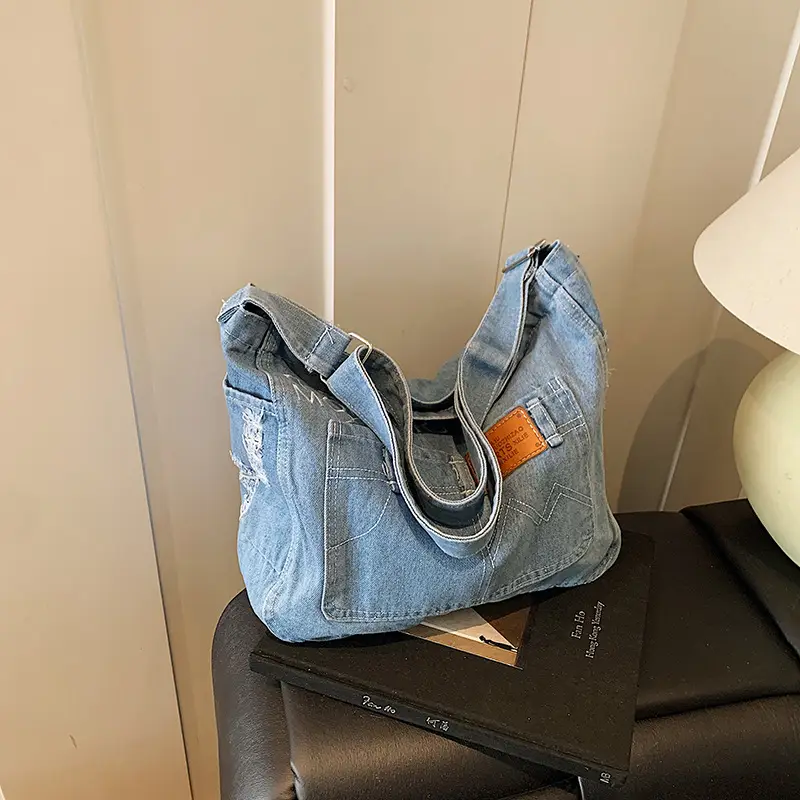 Denim Vintage Crossbody Bag Blue Vintage Style - Image 5
