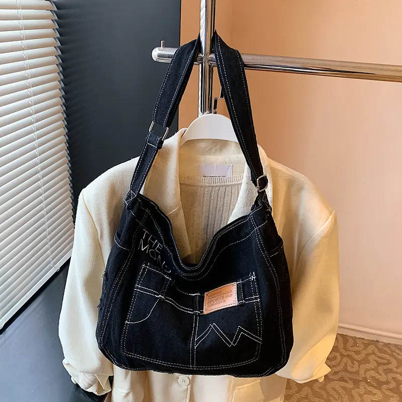 Denim Vintage Crossbody Bag Blue Vintage Style - Image 6