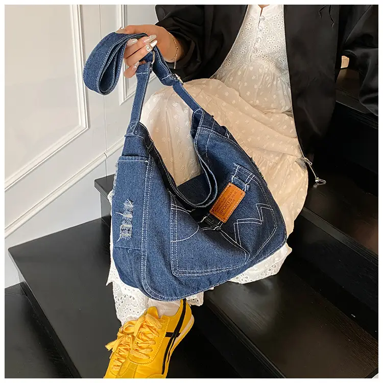 Denim Vintage Crossbody Bag Blue Vintage Style — feature 10