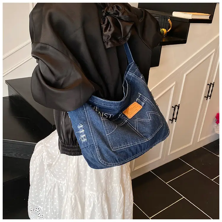 Denim Vintage Crossbody Bag Blue Vintage Style — feature 11