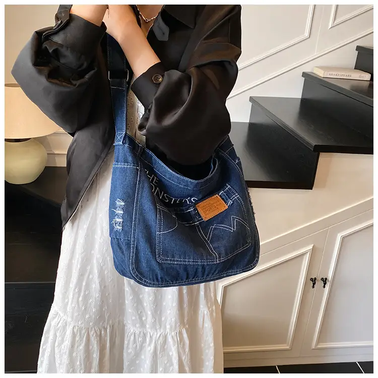 Denim Vintage Crossbody Bag Blue Vintage Style — feature 12