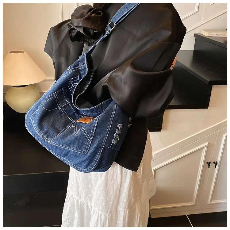 Denim Vintage Crossbody Bag Blue Vintage Style — feature 13