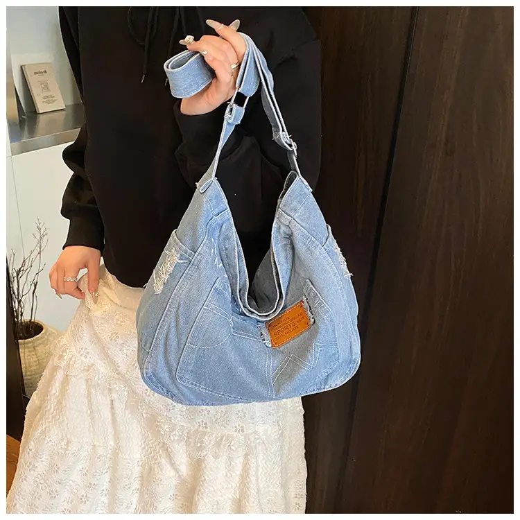 Denim Vintage Crossbody Bag Blue Vintage Style — feature 6
