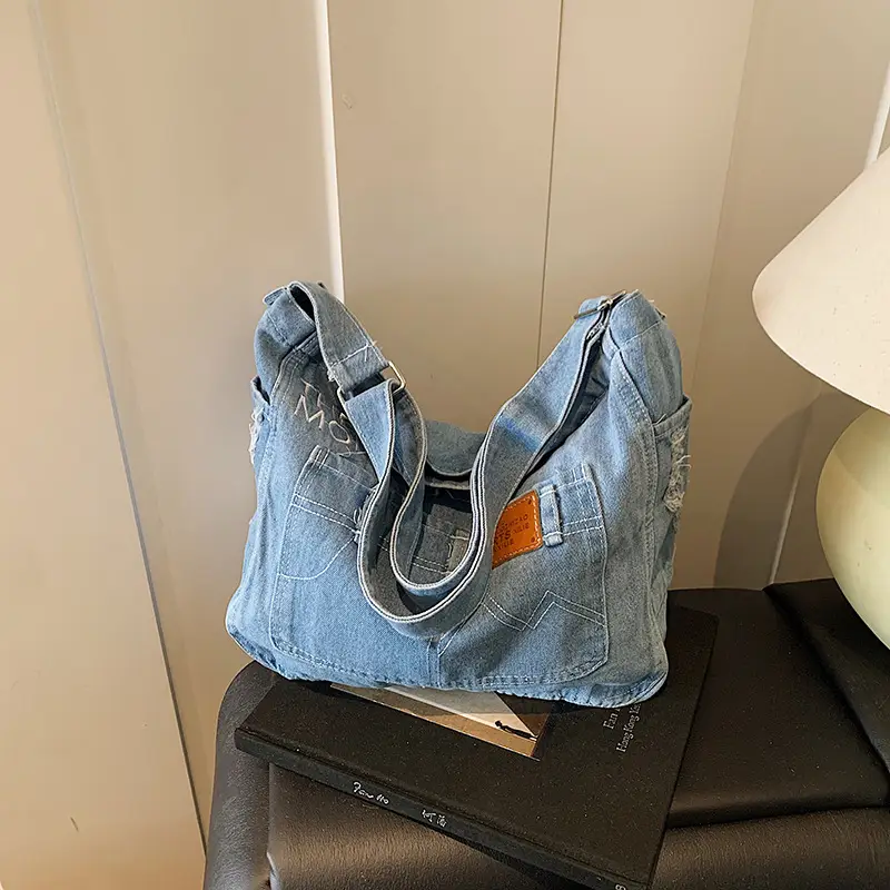 Denim Vintage Crossbody Bag Blue Vintage Style - Image 2
