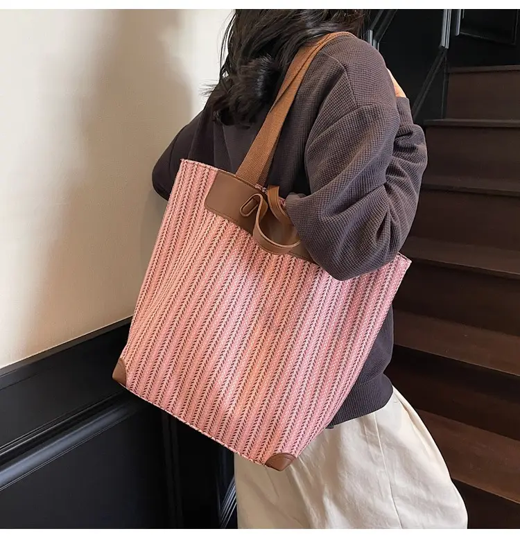Women Striped Canvas Shoulder Bag 2025 Casual Commuter — feature 10