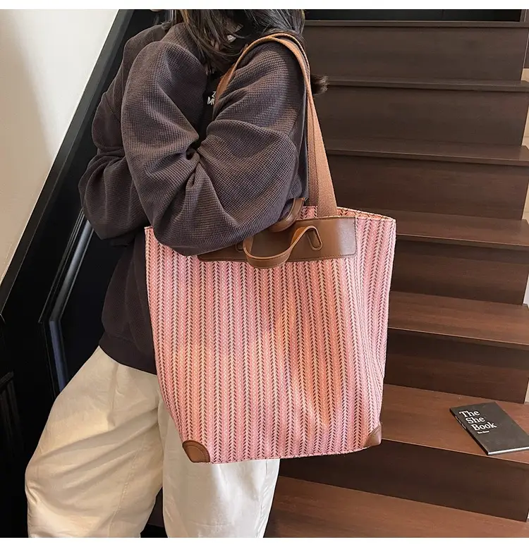 Women Striped Canvas Shoulder Bag 2025 Casual Commuter — feature 11
