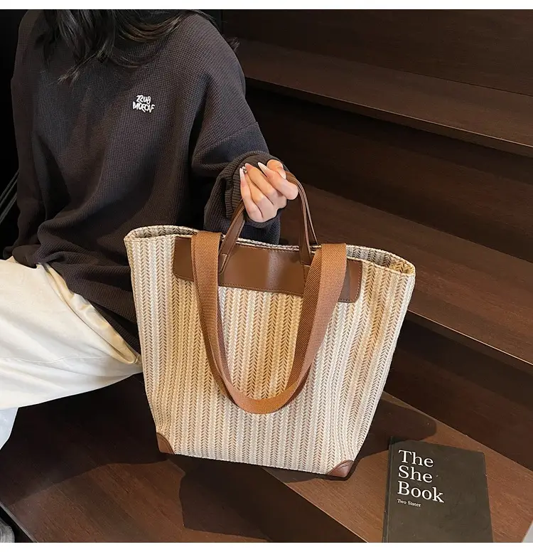 Women Striped Canvas Shoulder Bag 2025 Casual Commuter — feature 12