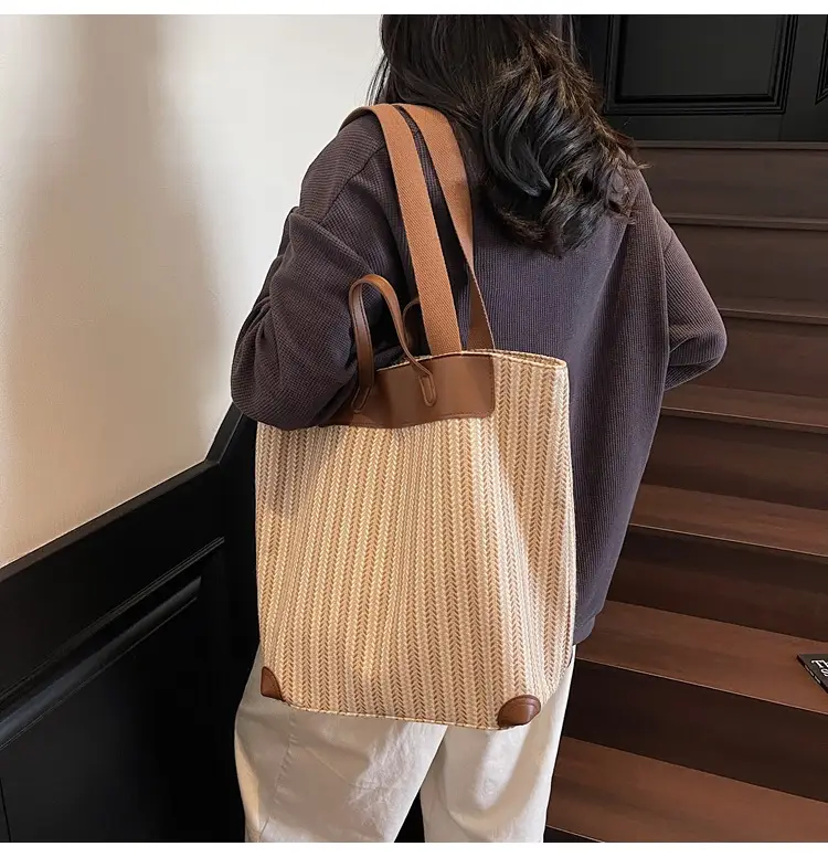 Women Striped Canvas Shoulder Bag 2025 Casual Commuter — feature 13