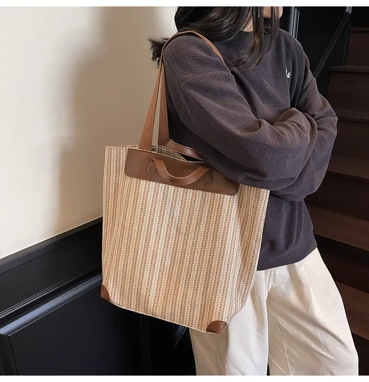 Women Striped Canvas Shoulder Bag 2025 Casual Commuter — feature 16