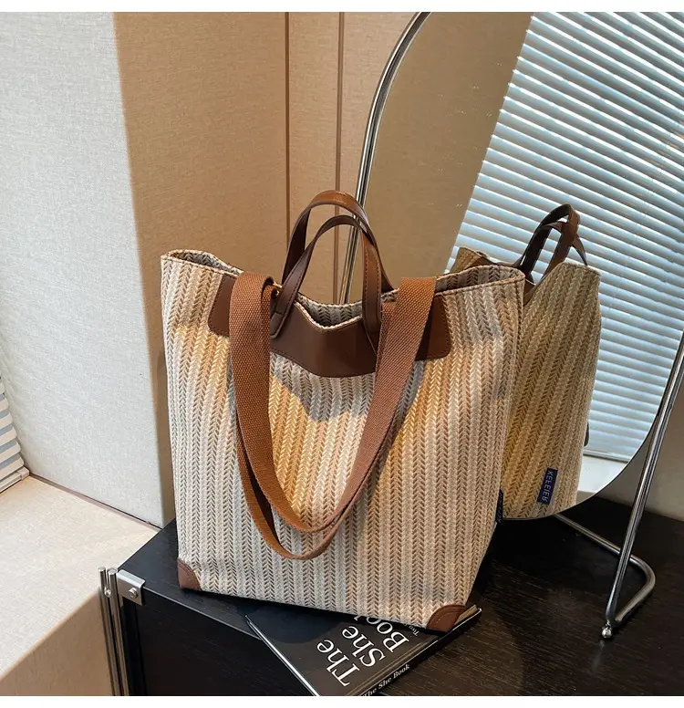 Women Striped Canvas Shoulder Bag 2025 Casual Commuter — feature 22