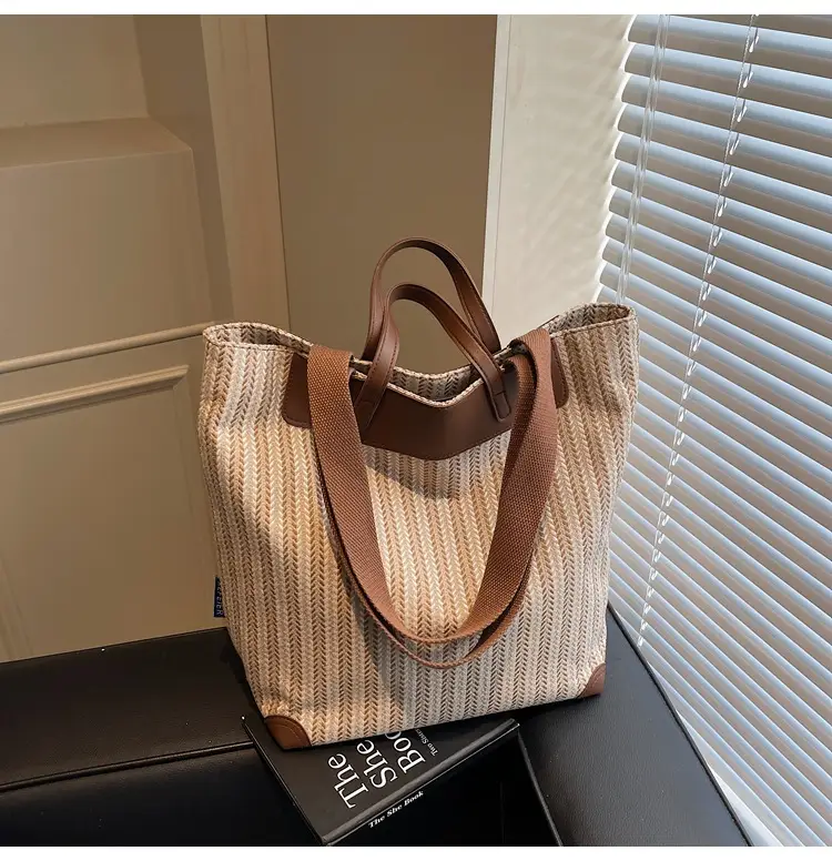 Women Striped Canvas Shoulder Bag 2025 Casual Commuter — feature 23