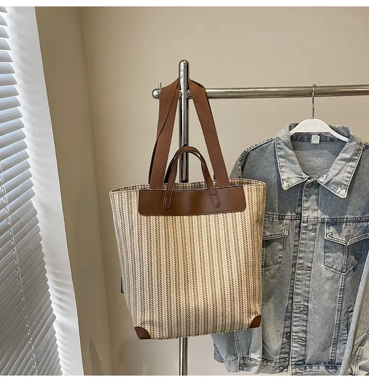 Women Striped Canvas Shoulder Bag 2025 Casual Commuter — feature 24