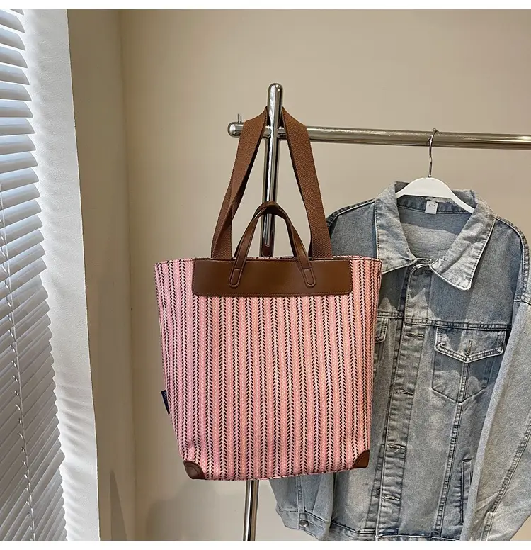 Women Striped Canvas Shoulder Bag 2025 Casual Commuter — feature 27