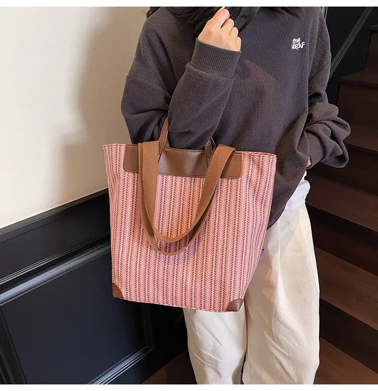 Women Striped Canvas Shoulder Bag 2025 Casual Commuter — feature 8