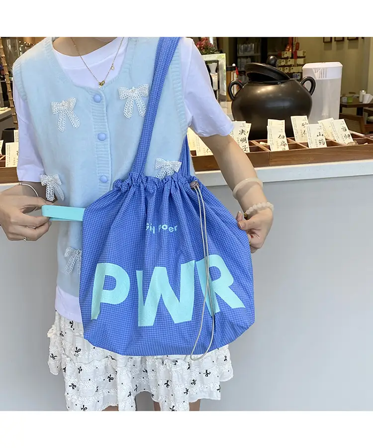 2025 Drawstring Shoulder Bags with Retro Letter Print - Image 3