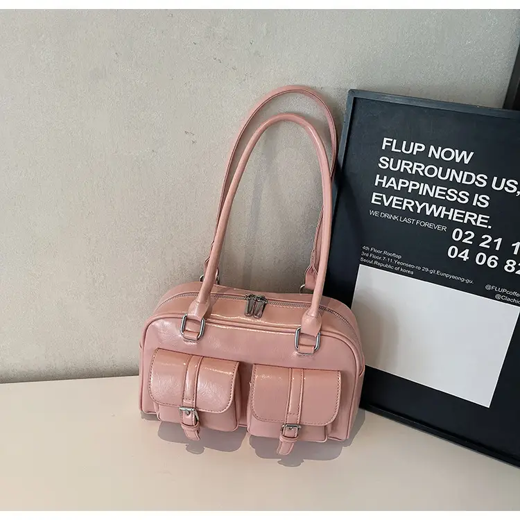 New Style Casual Boston Bag 2025 Spring Fashion Trend Women's Simple Shoulder Commuter Bag — feature 36