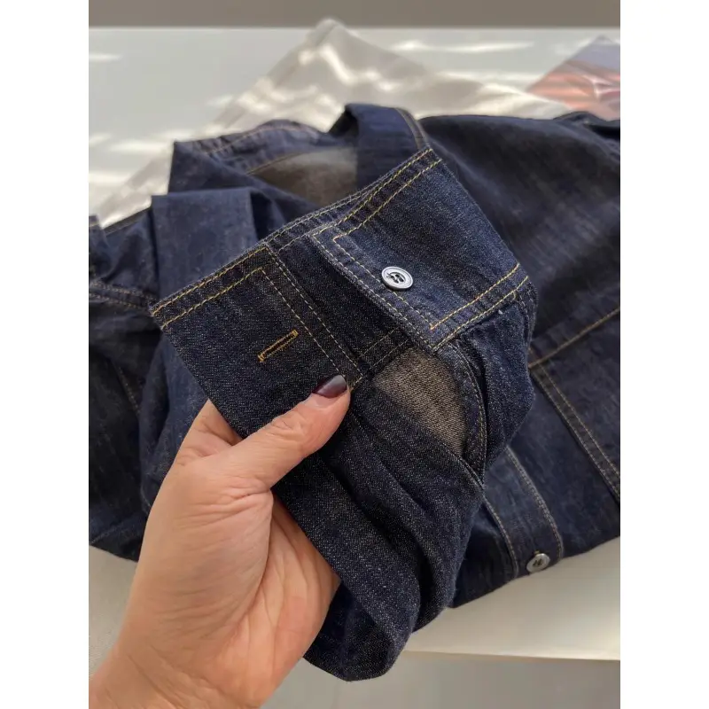 Korean Style Denim Shirt Women Loose Grey Spring Fall