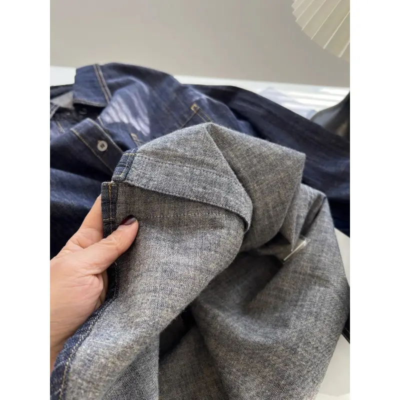 Korean Style Denim Shirt Women Loose Grey Spring Fall