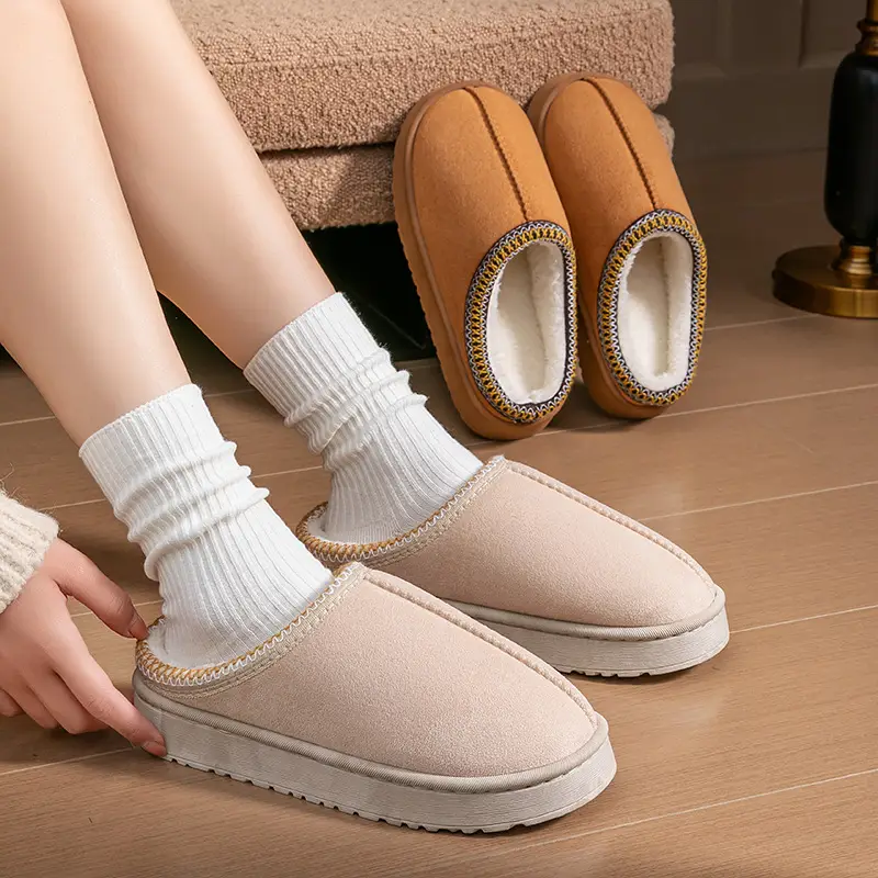Men's Autumn and Winter Indoor Warm Plush Comfortable Couple's Slippers with a Stepping-On-Clouds Feel, Maternity Shoes for Women - Image 7