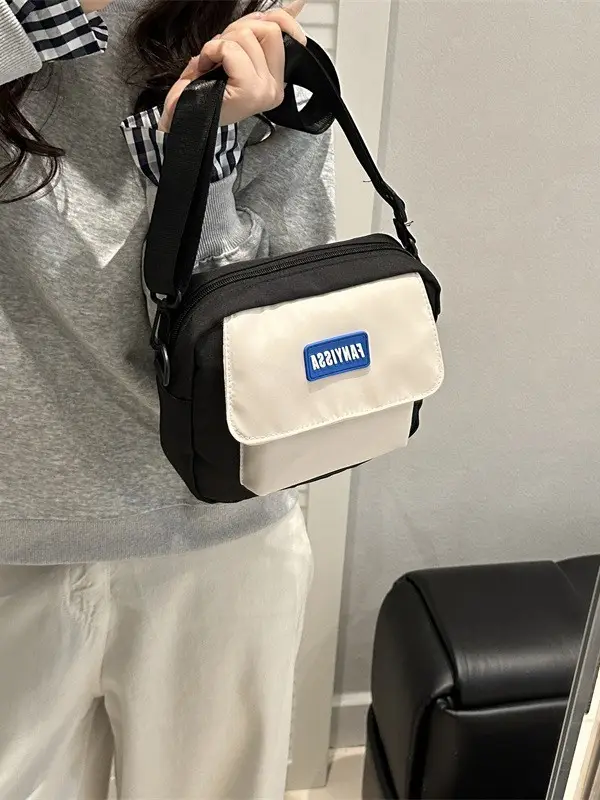 Minimalist Crossbody Bag Black Beige Unisex Casual Student Harajuku Style - Image 6