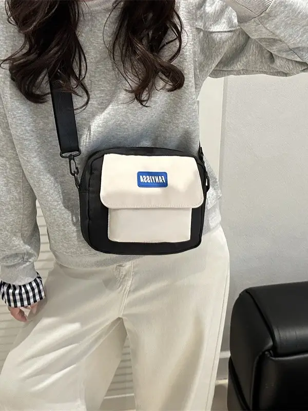 Minimalist Crossbody Bag Black Beige Unisex Casual Student Harajuku Style - Image 7