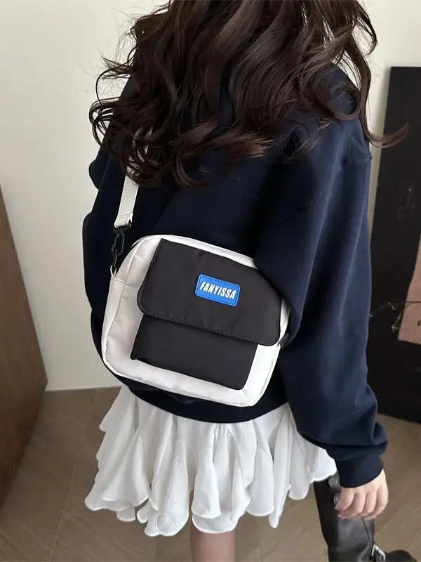 Minimalist Crossbody Bag Black Beige Unisex Casual Student Harajuku Style - Image 8