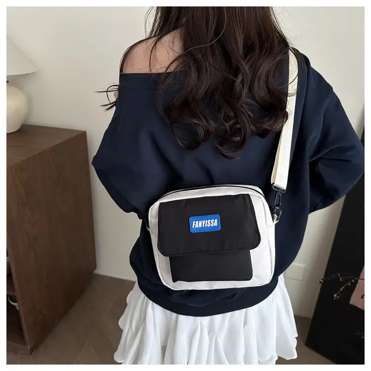 Minimalist Crossbody Bag Black Beige Unisex Casual Student Harajuku Style — feature 12