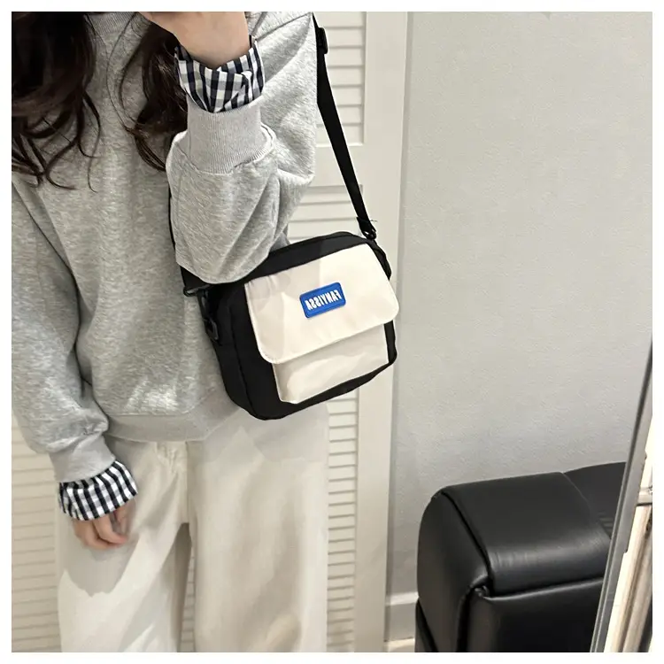 Minimalist Crossbody Bag Black Beige Unisex Casual Student Harajuku Style — feature 15