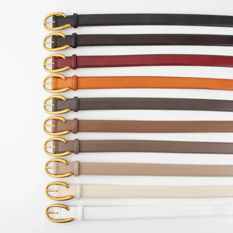 Red Letter C Buckle Women's Genuine Leather Belt - Image 12