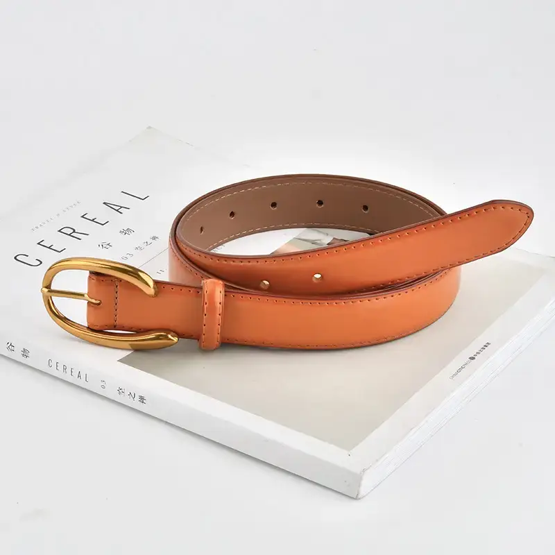 Red Letter C Buckle Women's Genuine Leather Belt - Image 13