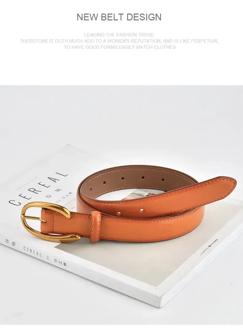 Red Letter C Buckle Women's Genuine Leather Belt — feature 10