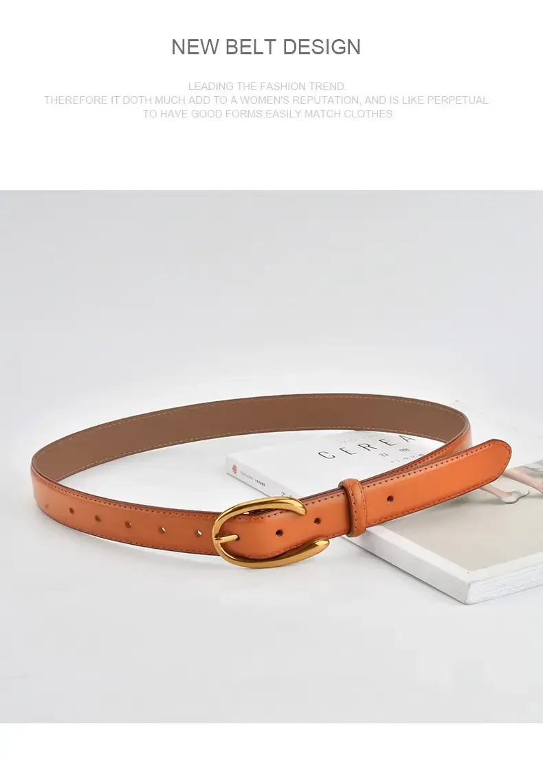 Red Letter C Buckle Women's Genuine Leather Belt — feature 11