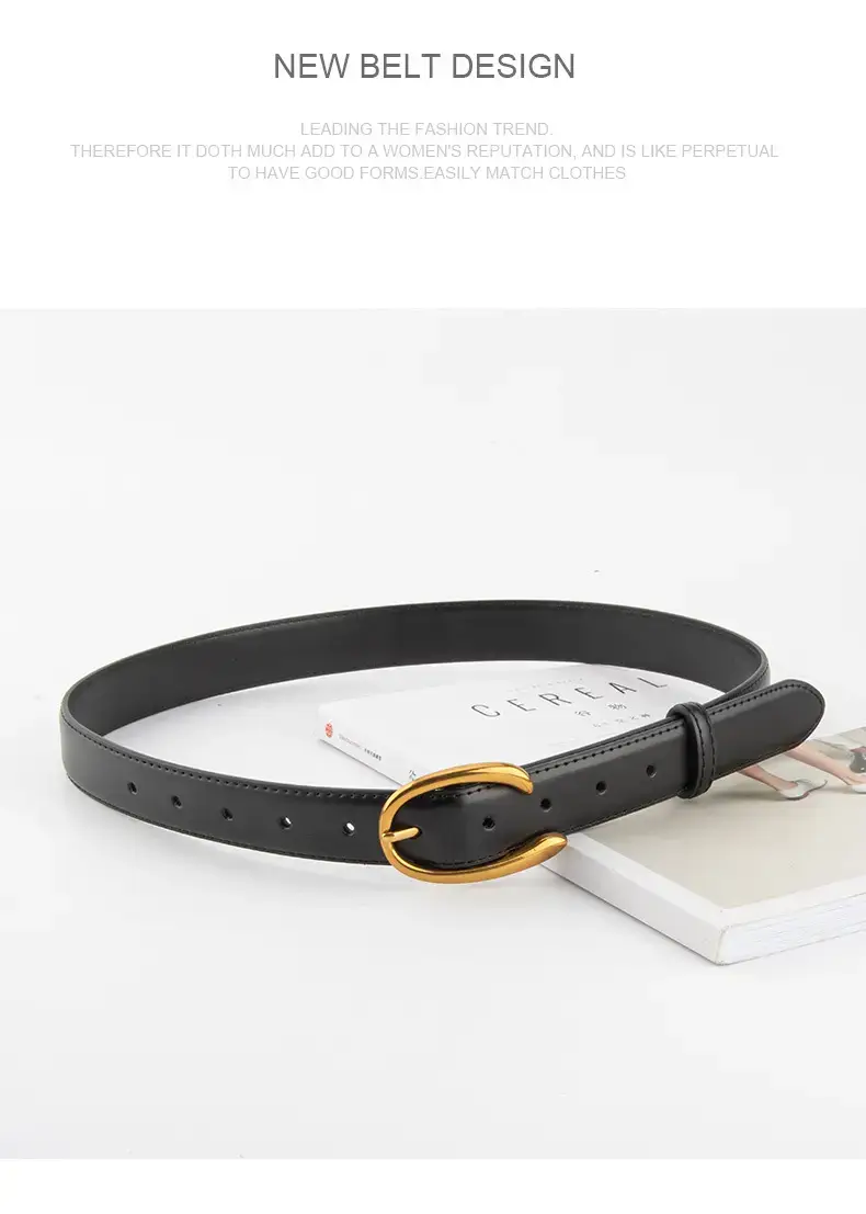 Red Letter C Buckle Women's Genuine Leather Belt — feature 12