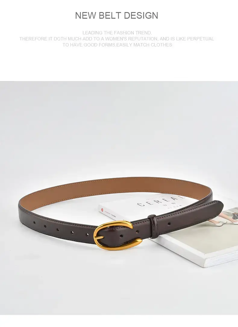 Red Letter C Buckle Women's Genuine Leather Belt — feature 13