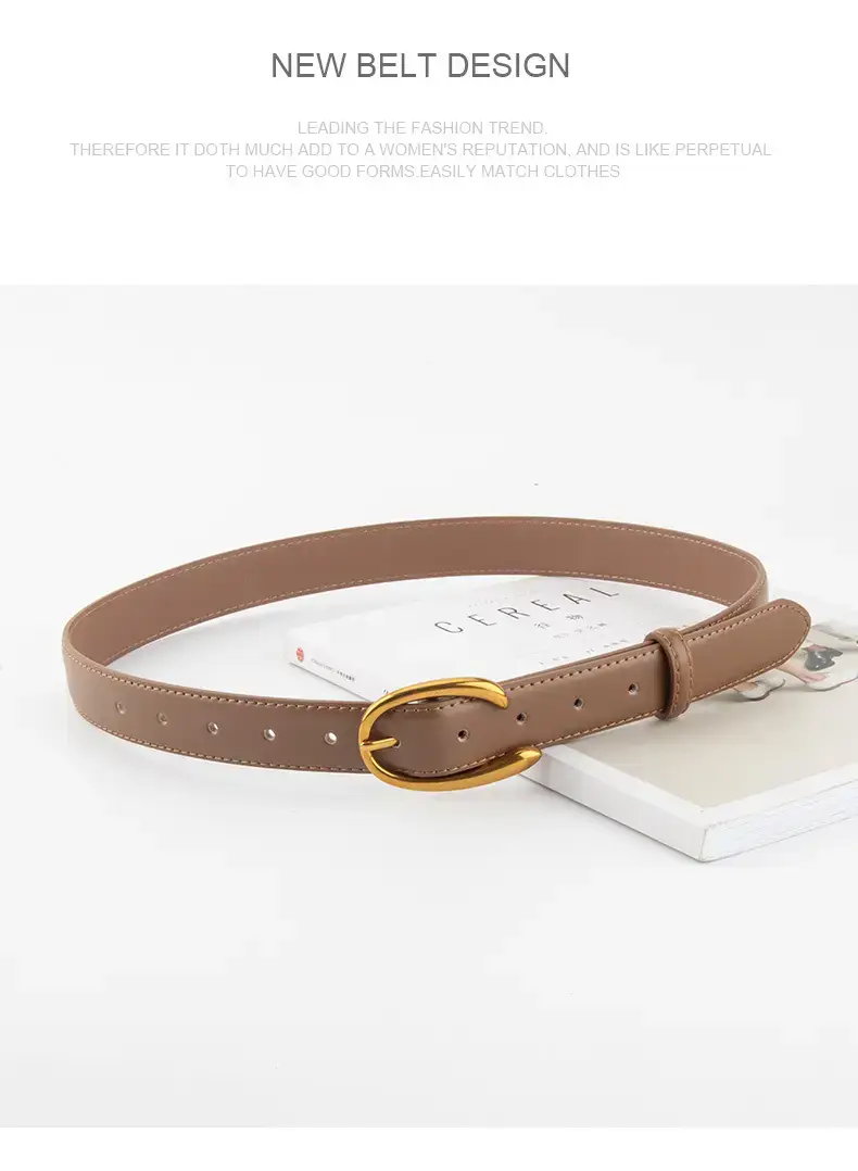 Red Letter C Buckle Women's Genuine Leather Belt — feature 14