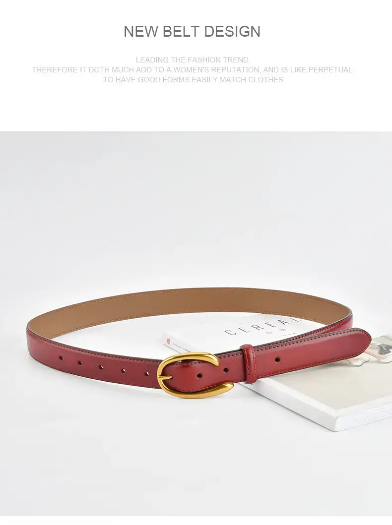 Red Letter C Buckle Women's Genuine Leather Belt — feature 15