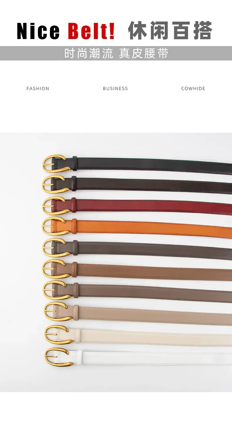 Red Letter C Buckle Women's Genuine Leather Belt — feature 3