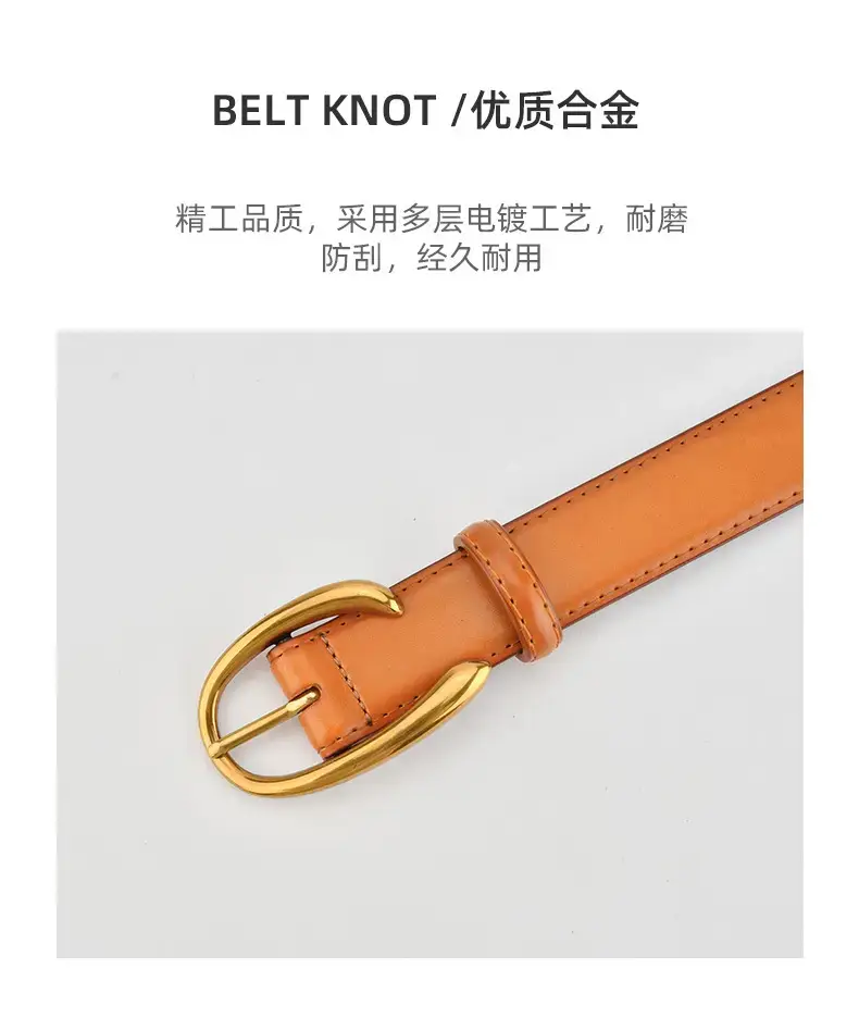 Red Letter C Buckle Women's Genuine Leather Belt — feature 6