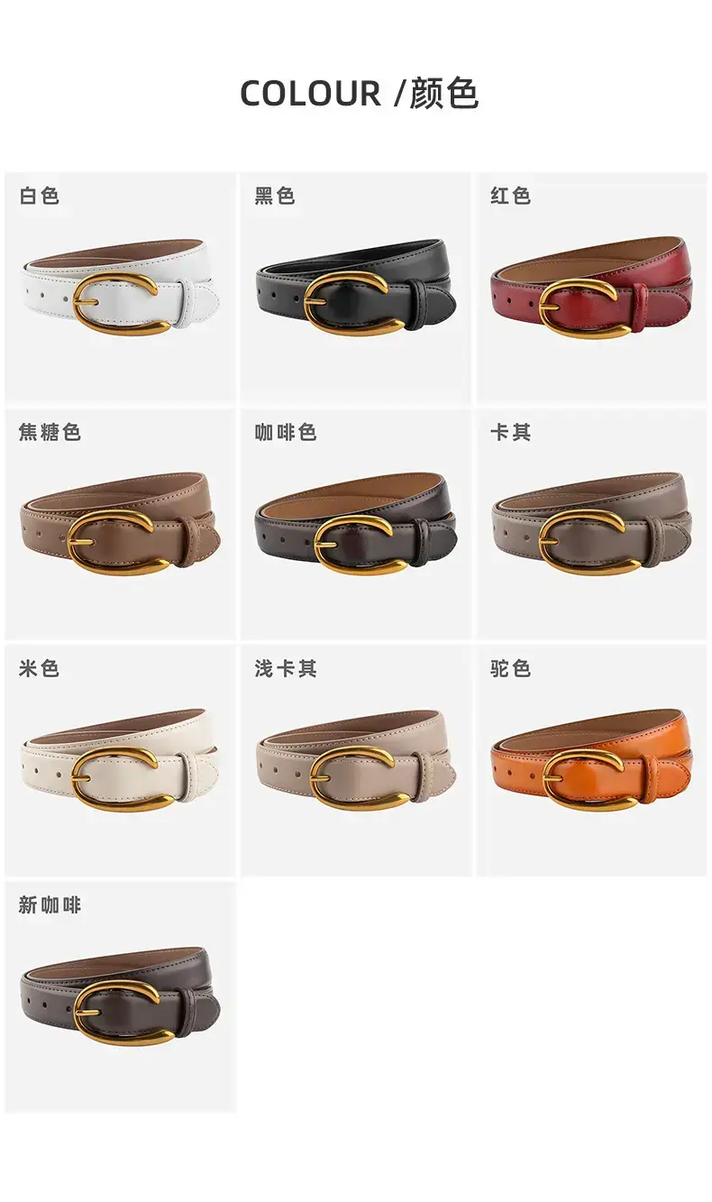 Red Letter C Buckle Women's Genuine Leather Belt — feature 8