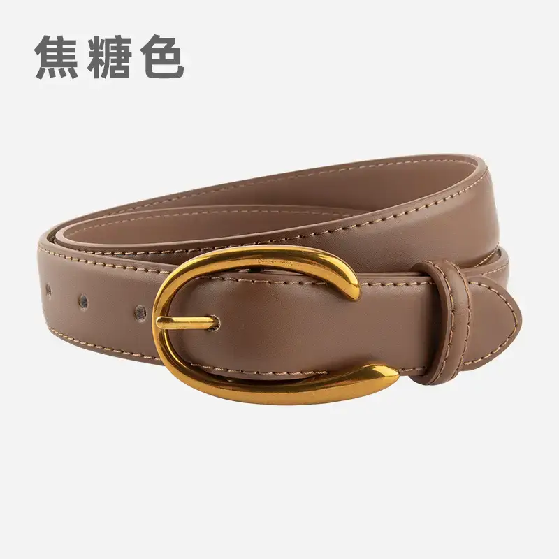 Red Letter C Buckle Women's Genuine Leather Belt - Image 4
