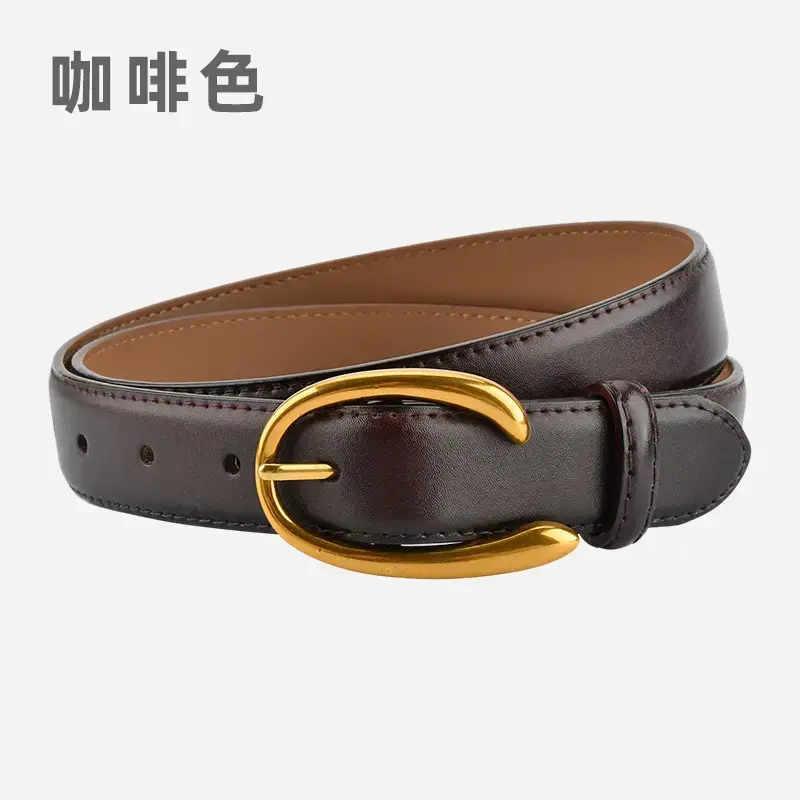 Red Letter C Buckle Women's Genuine Leather Belt - Image 5