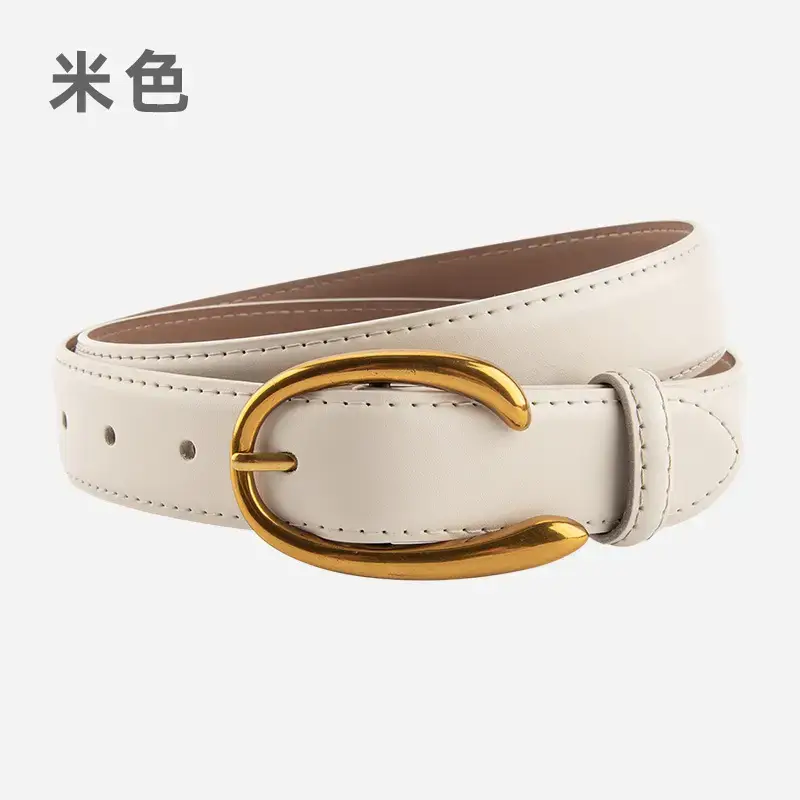 Red Letter C Buckle Women's Genuine Leather Belt - Image 7