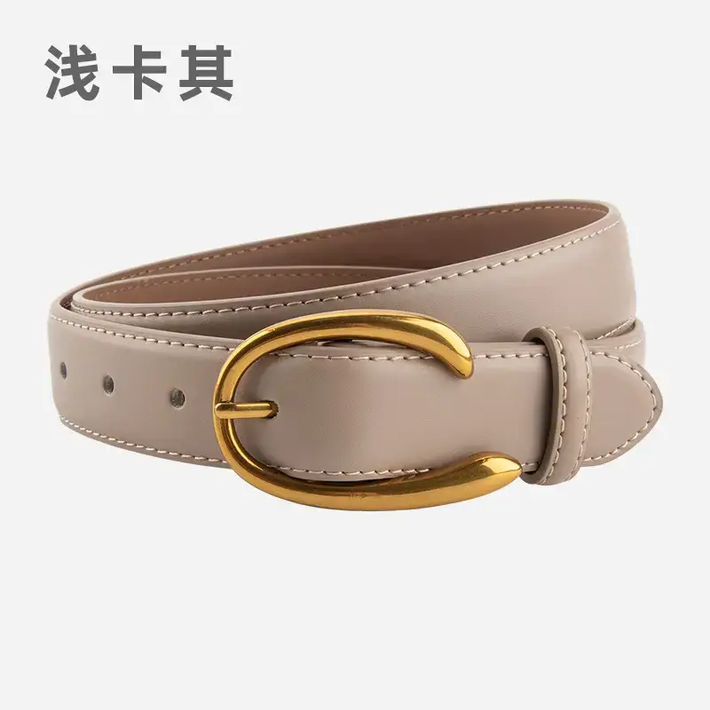 Red Letter C Buckle Women's Genuine Leather Belt - Image 8