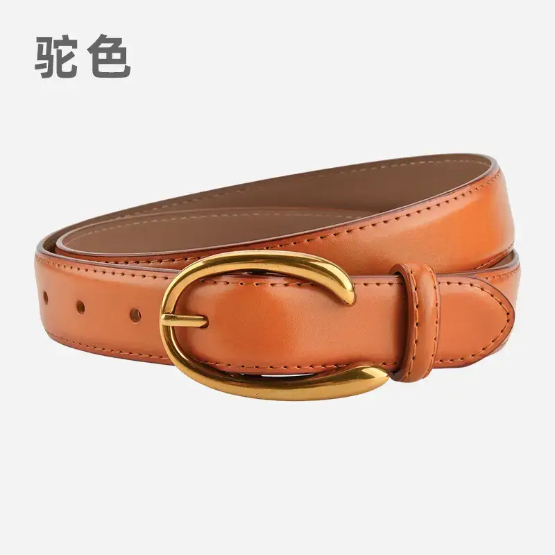 Red Letter C Buckle Women's Genuine Leather Belt - Image 9