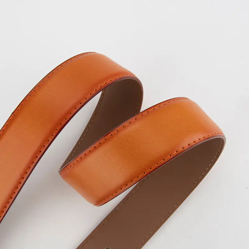 Women's Genuine Leather Waist Belt Coffee Gold Buckle - Image 14