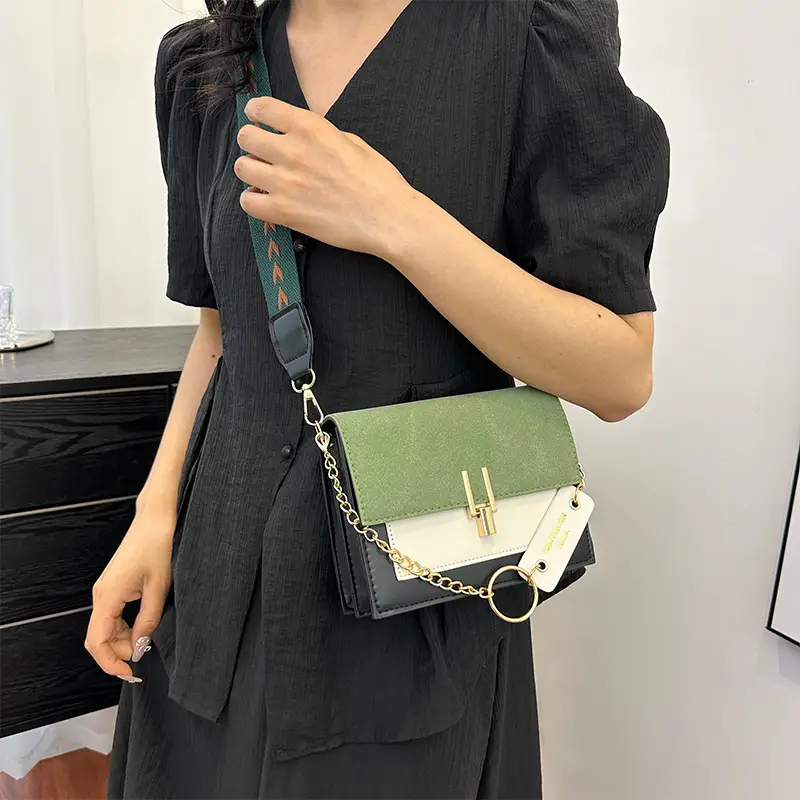 Korean Style Brown Crossbody Bag with Chain Strap - Image 8