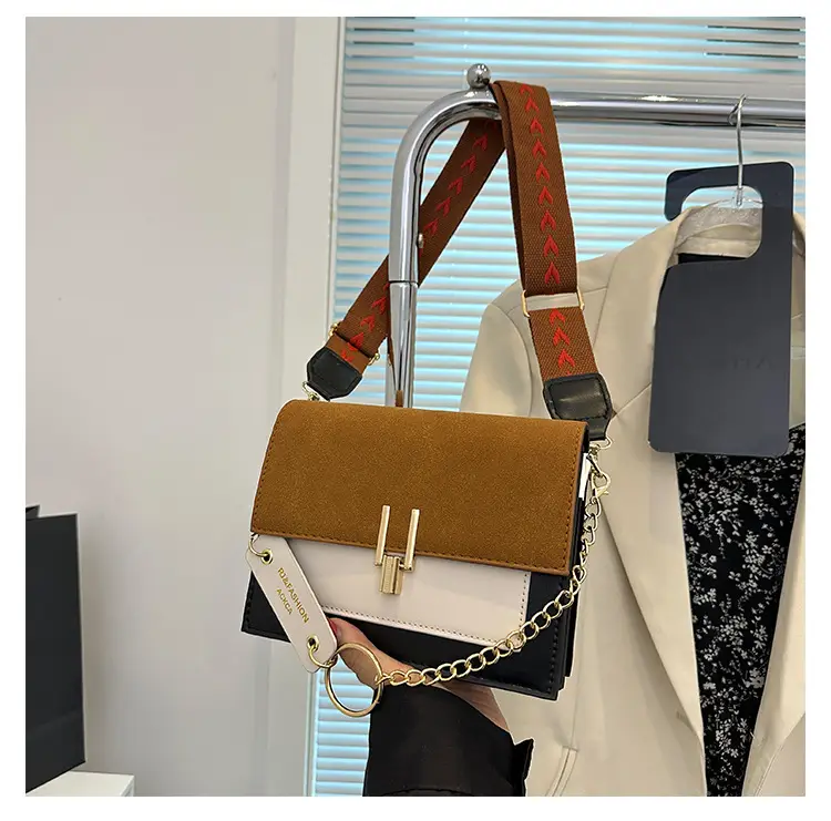 Korean Style Brown Crossbody Bag with Chain Strap — feature 20