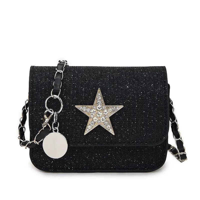 Silver Star Diamond Lattice Crossbody Bag