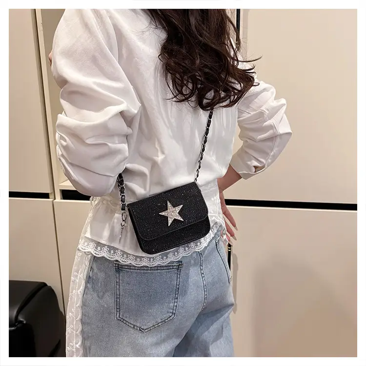 Silver Star Diamond Lattice Crossbody Bag — feature 11